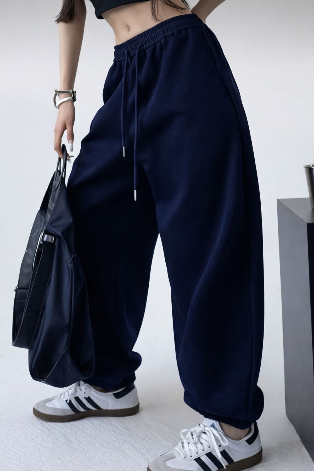 Le Vion  İKİ ADET LACİVERT GRİ PAÇA LASTİK BOL EŞOFMAN ALTI - Görsel 3