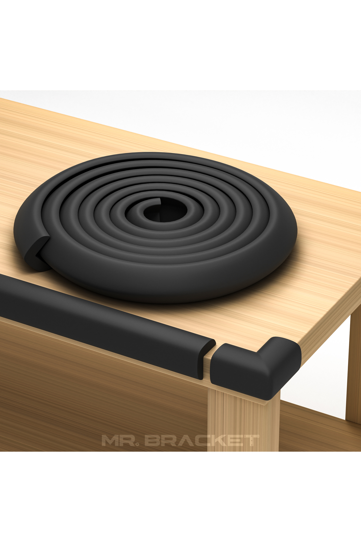 MR.BRACKET 2 metre Hazır Yapışkanlı Siyah Kauçuk Bebek Kenar Koruyucu Kalın Form - Sehpa Masa Köşe Çocuk Koruma fotoğrafı 3 (önizleme)