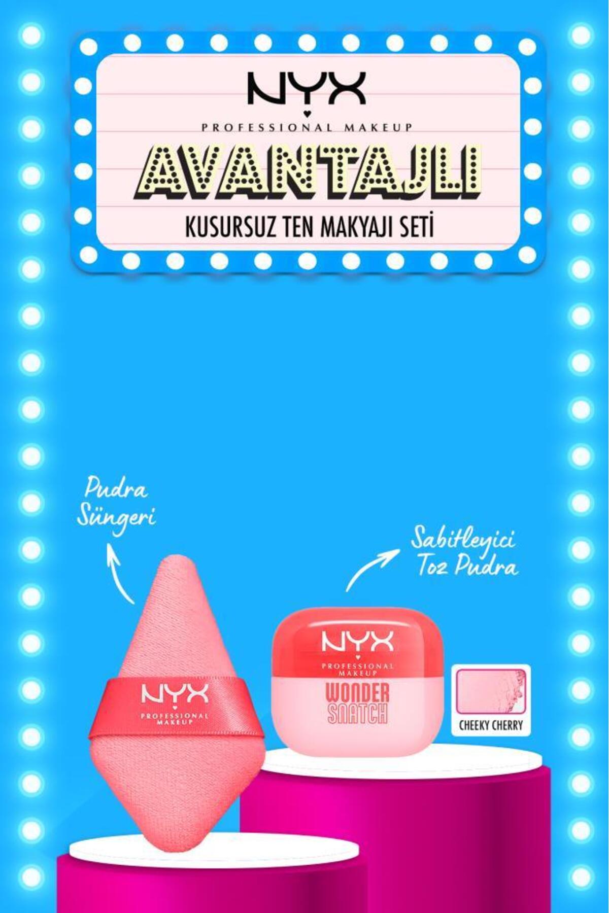 NYX Professional Makeup Wonder Snatch Pudra Süngeri & Wonder Snatch Sabitleyici Toz Pudra - 02 Cheeky Cherry - Fiyatı, Yorumları