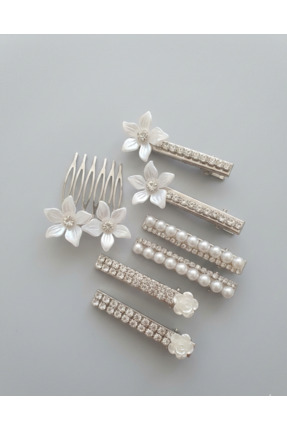 DKD İnci ve Kristal Detaylı Tasarım Toka Seti