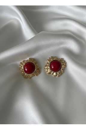 Venz Collection Vintage Çerçeve Detay Gold Küpe