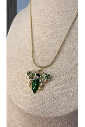 RMATELİER Gold Yeşil Arı Uçlu Kolye WK-0152