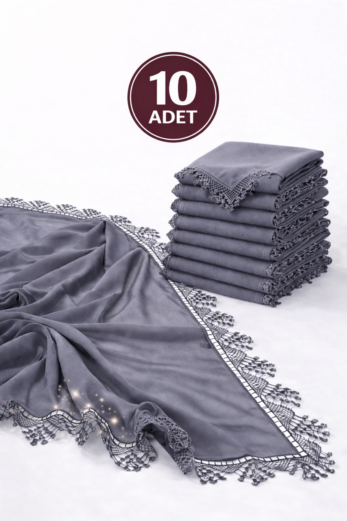 Women's Chiffon Lace Needle Lace Cover 70x150 Mevlüt Gift Headscarf Evening Dress Shawl Set of 10