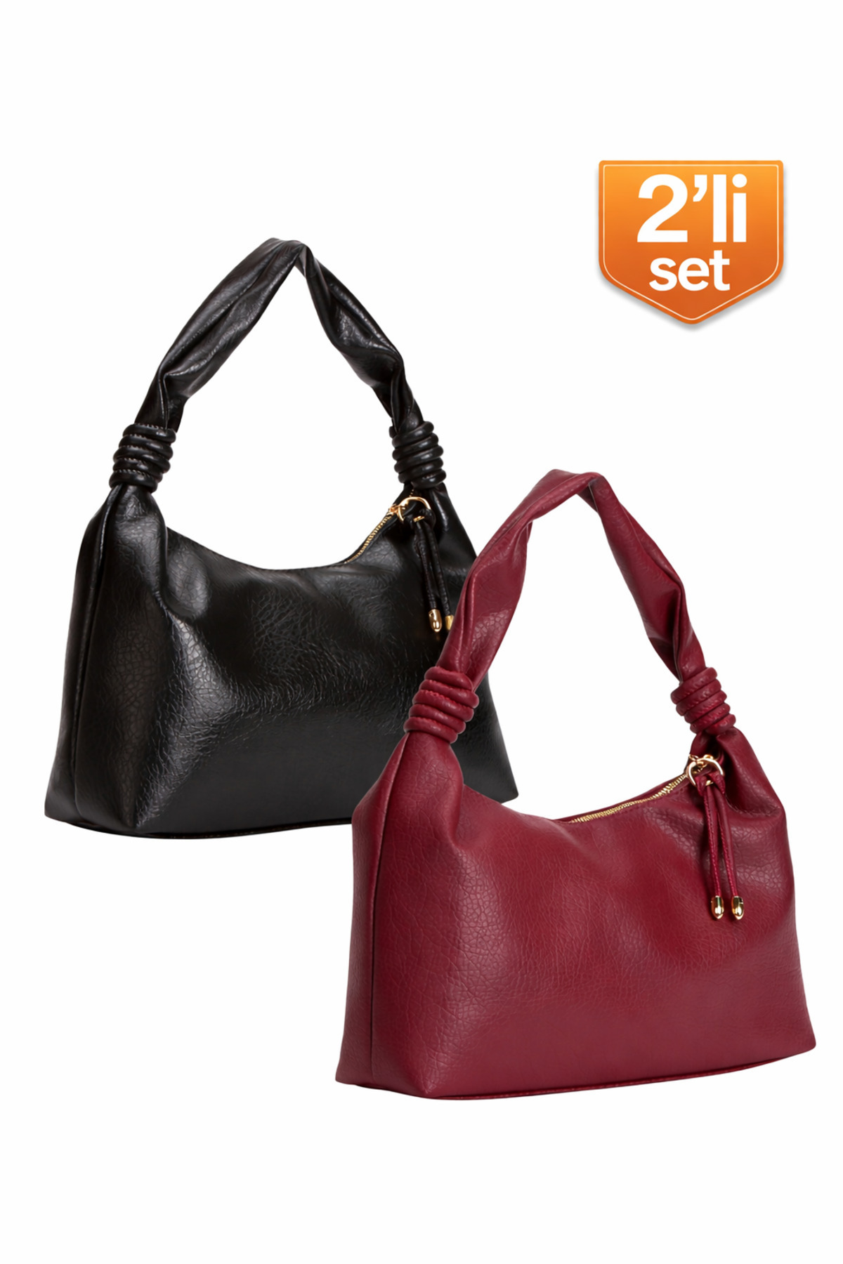 2-Pack Bags Soft Texture Hobo Hand Sleeve and Shoulder Bag 2 Pcs Bags