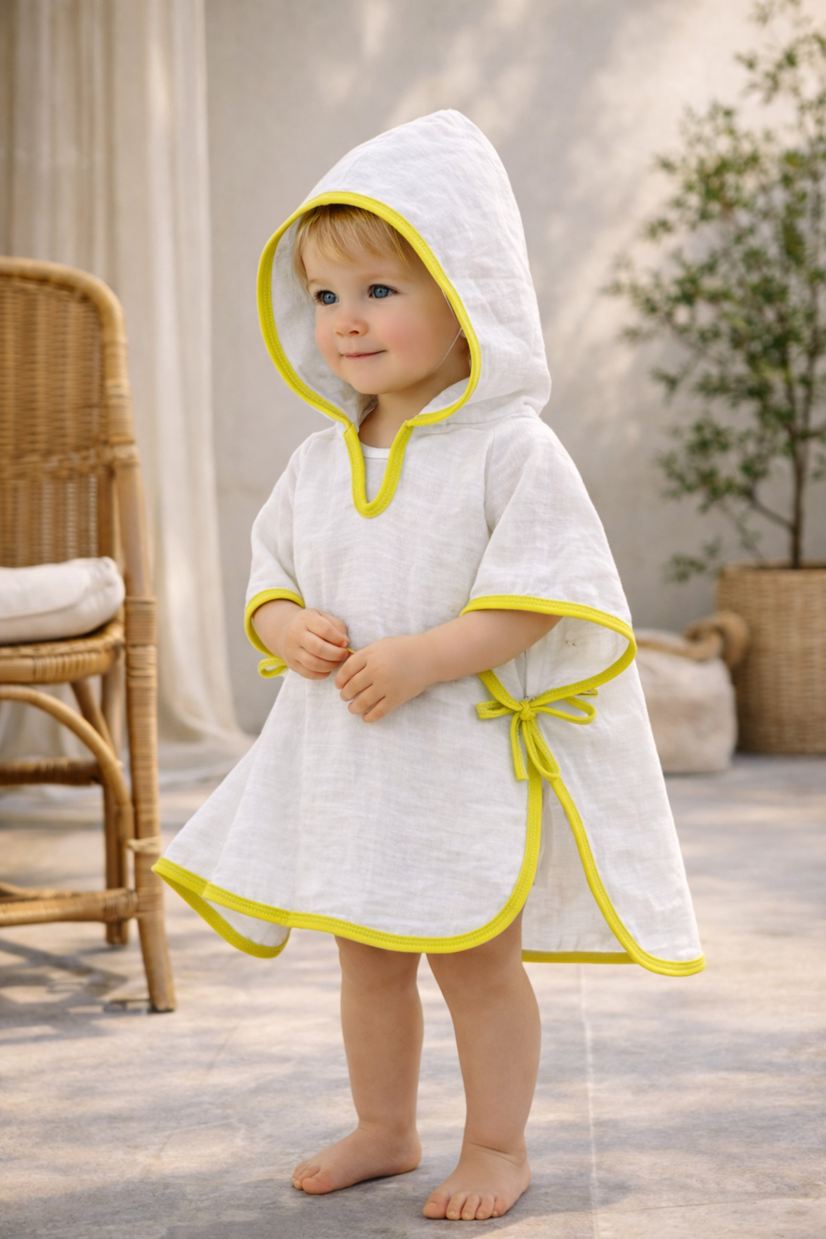 100% Cotton Muslin Poncho Towel - Baby & Kids Beach & Bath Towel Bathrobe Gift (Age 2)