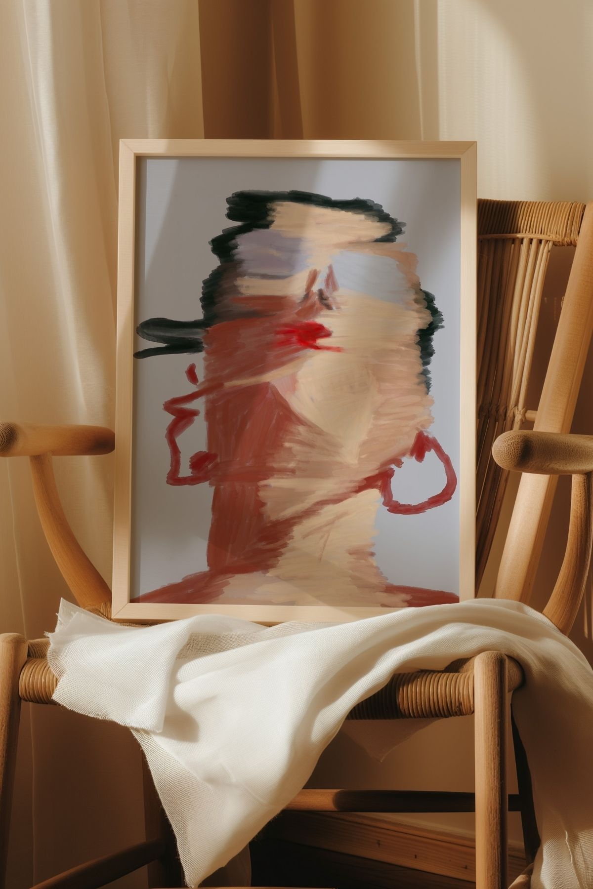 Soyut Kadın Portre Tablo Poster Modern Salon Duvar Dekoru Çerçevesiz