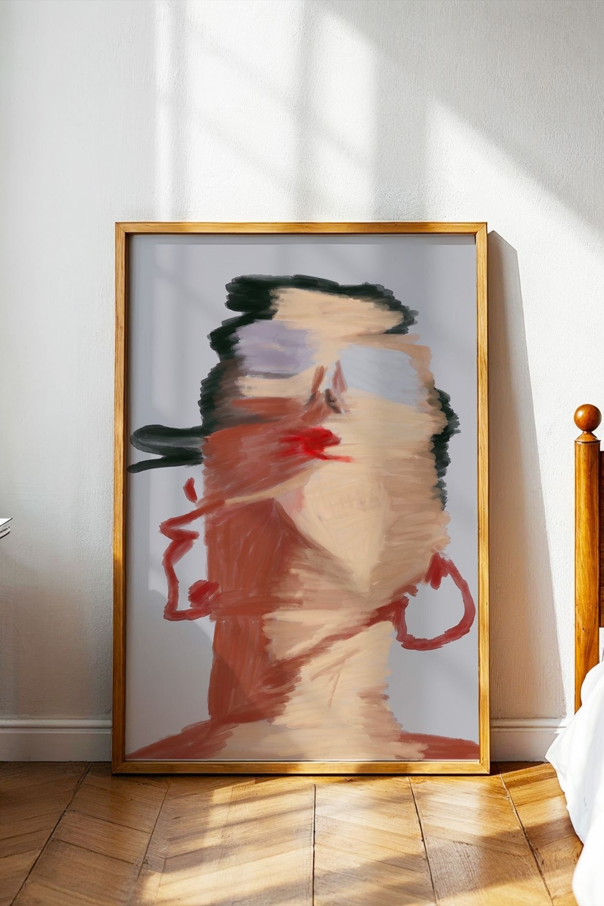 Soyut Kadın Portre Tablo Poster Modern Salon Duvar Dekoru Çerçevesiz