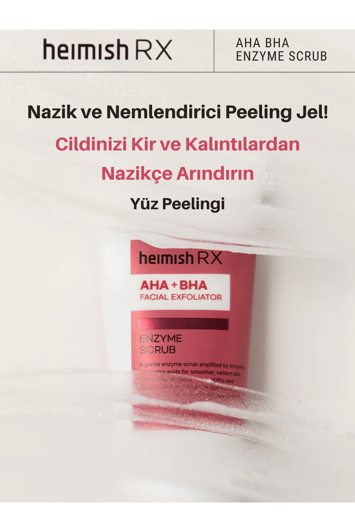 AHA BHA Ve Enzim İçerikli Pürüzsüzleştirici Aydınlatıcı Yüz Peelingi Rx Aha Bha Enzyme Scrub 130 ml — HMS-RX-CBUT007-SCR130 — تصویر 2 از 8