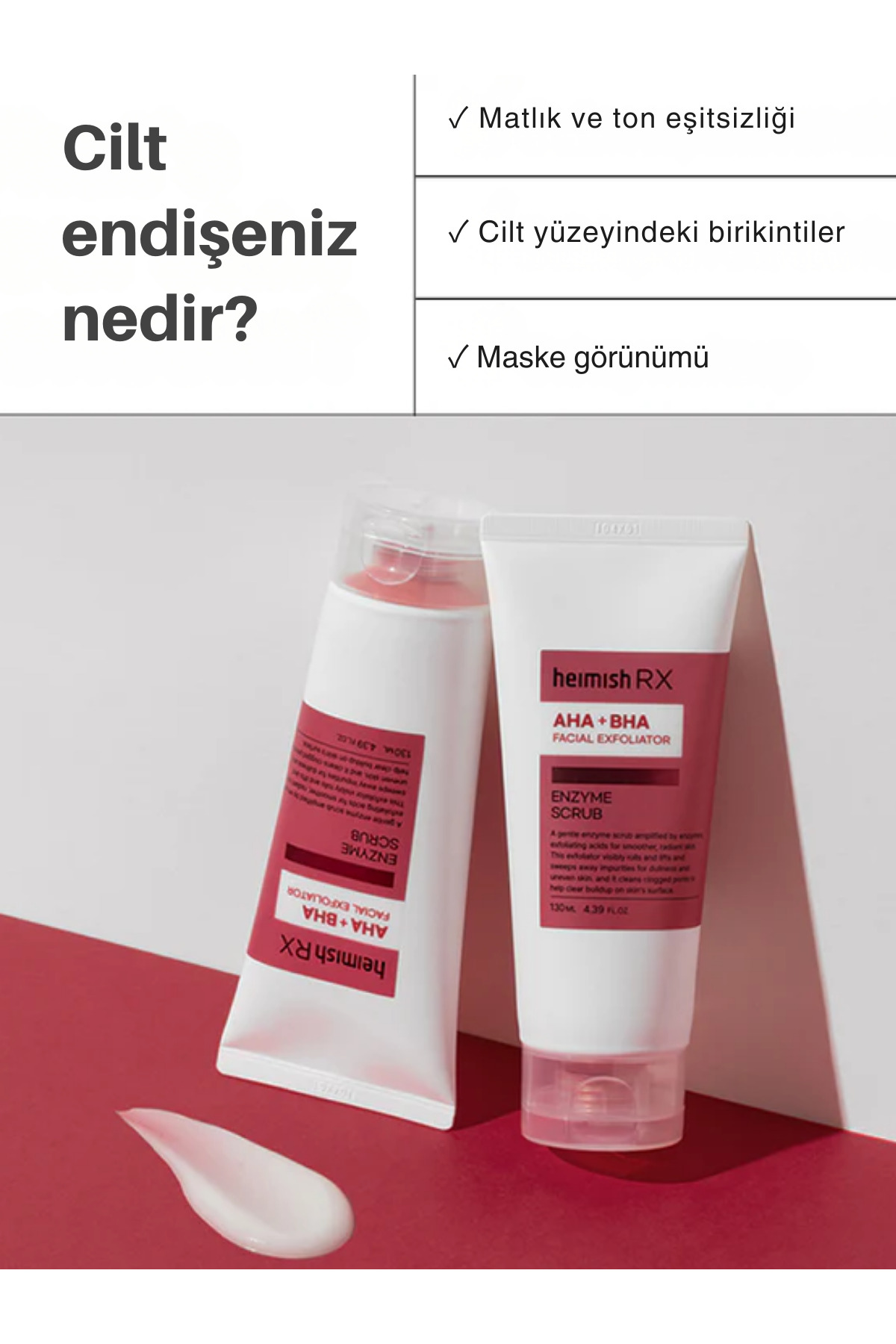 AHA BHA Ve Enzim İçerikli Pürüzsüzleştirici Aydınlatıcı Yüz Peelingi Rx Aha Bha Enzyme Scrub 130 ml — HMS-RX-CBUT007-SCR130 — تصویر 3 از 8