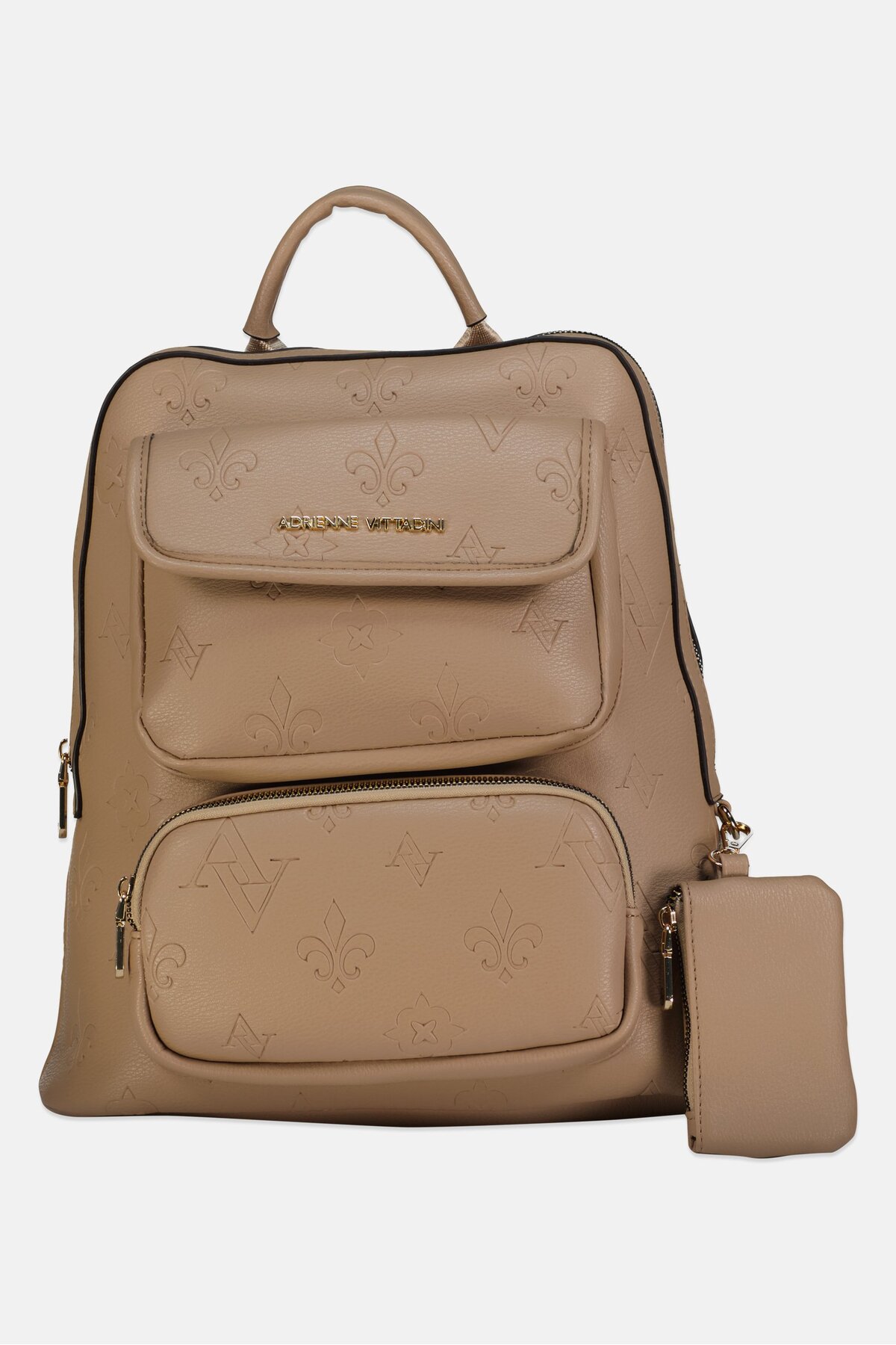 Adrienne Vittadini Women Hardware Logo Backpack With Coin Purse, Taupe- Trendyol Adrienne Vittadini Women Hardware Logo Backpack With Coin Purse, Taupe- Trendyol