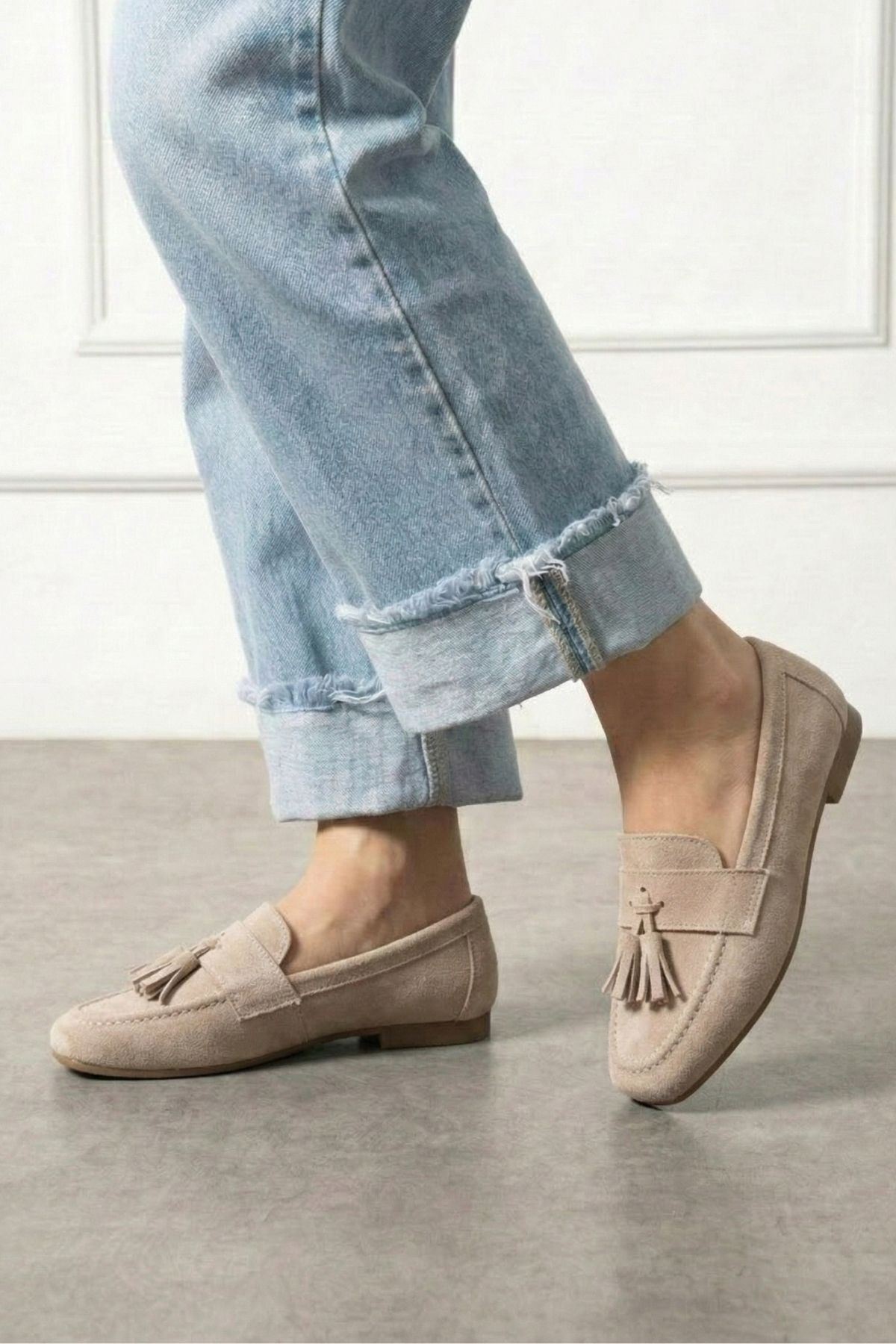 FUGA MODA  Savona Vizon Süet Püskül Detaylı Loafer Babet Günlük Ayakkabı - Görsel 3