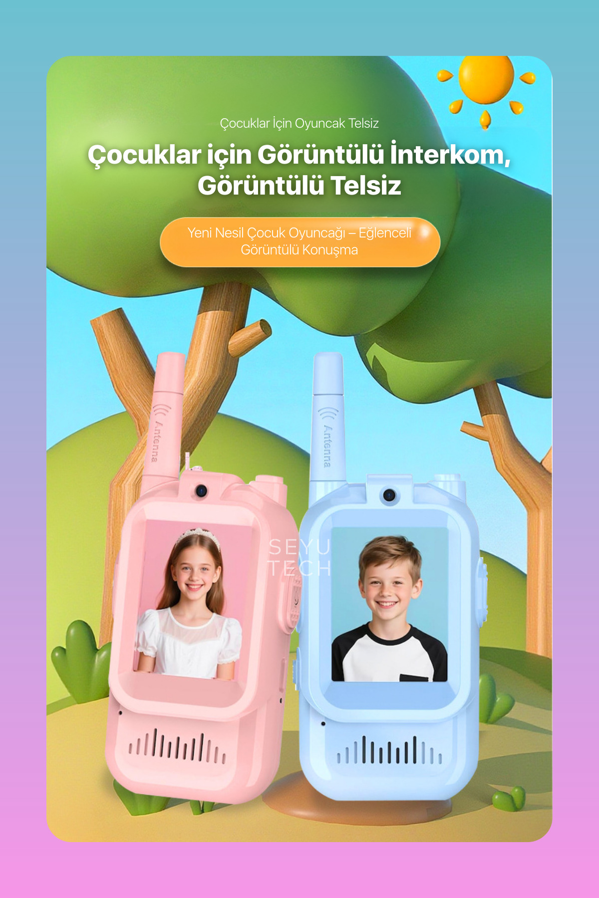 SEYUTECH Akıllı Çocuk Telsizi Seti Görüntü Konuşma, 4 Farklı Ses Efekti Walkie Talkie Oyuncak fotoğrafı 2 (önizleme)