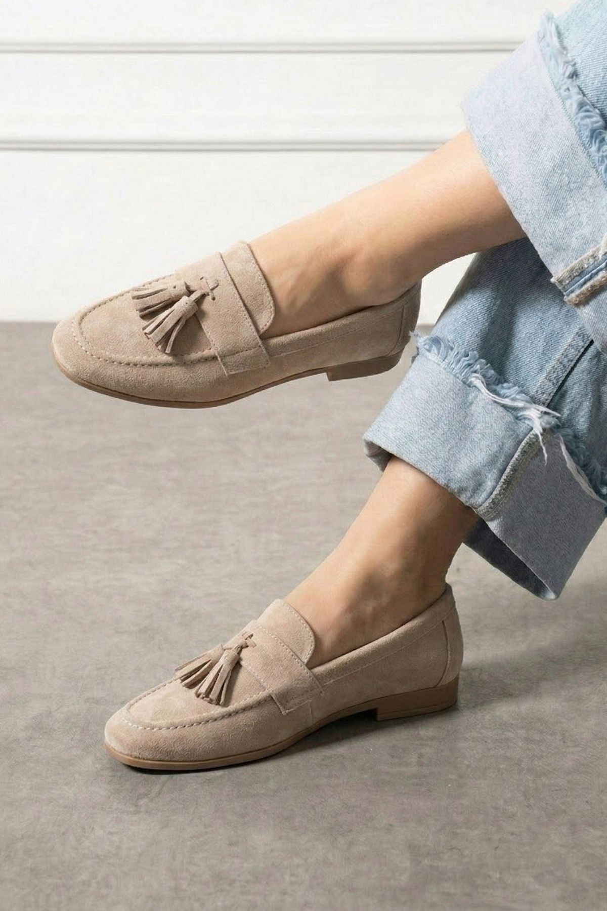 FUGA MODA  Savona Vizon Süet Püskül Detaylı Loafer Babet Günlük Ayakkabı