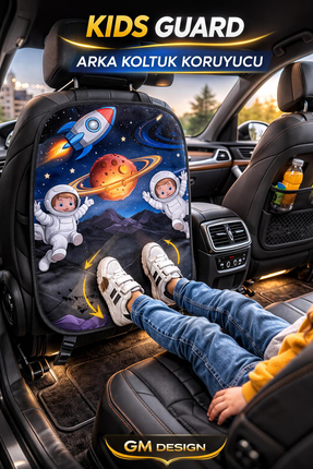 GM-DESIGN Kids Guard Eğlenceli Oto Koltuk Arkası Koruyucu – Su Geçirmez - Lek...