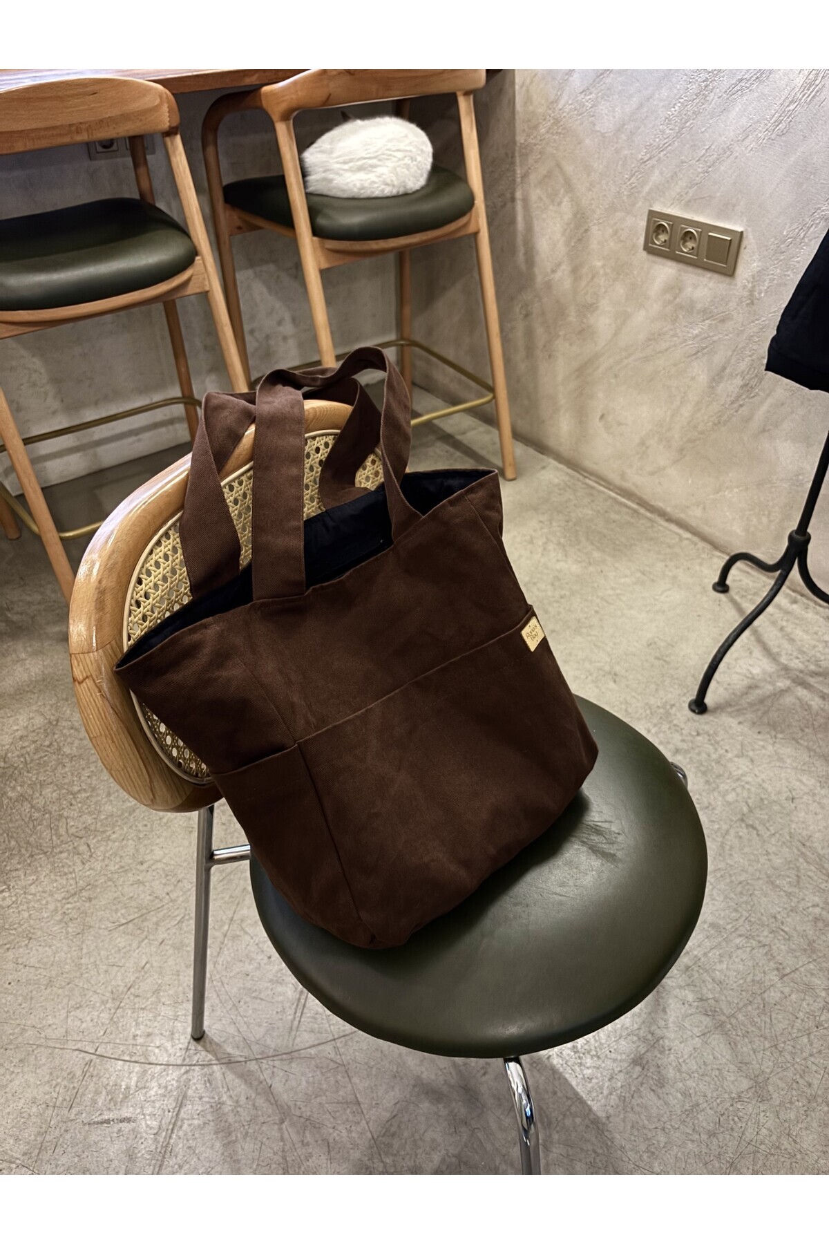 RONASBAG  Kahverengi Geniş Hacimli Çok Cepli Tote Bag - Görsel 2