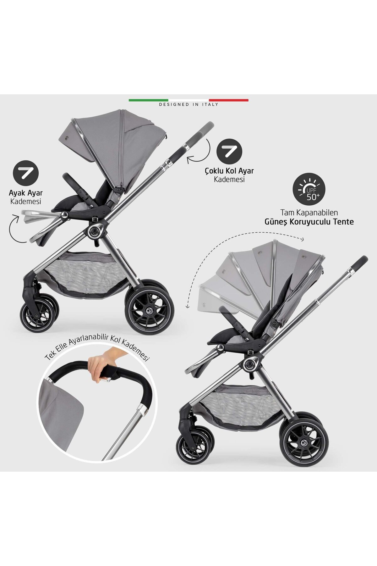 Elele Liberta Çift Yönlü Bebek Arabası Yeşil fotoğrafı 6 (önizleme)