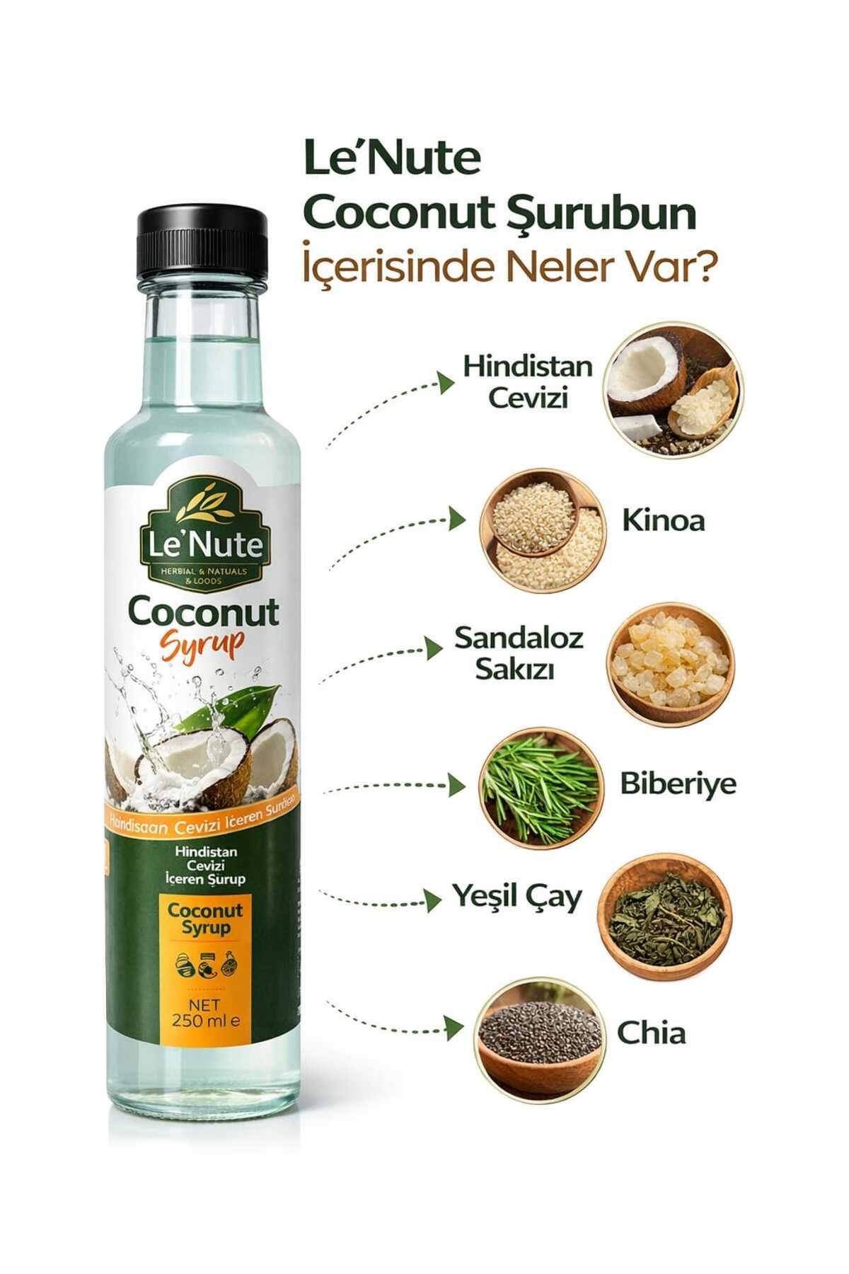 Lenute LE'NUTE Coconut Fit Hindistan Cevizi Şurubu 250 ml. Detoks