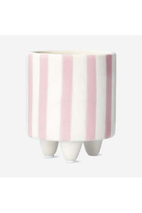 Flying Tiger Copenhagen Pembe Beyaz Çizgili Küçük Saksı