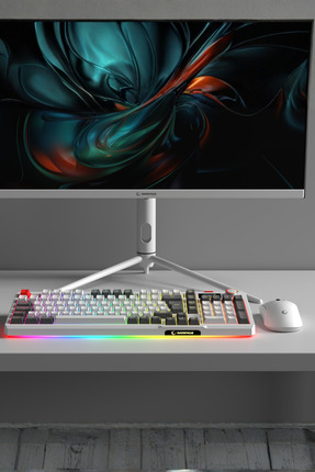 Rampage LOYAL Pro Beyaz/Gri 3 BT + 2.4 IPS Ekranlı Red Switch RGB Mekanik Kab...