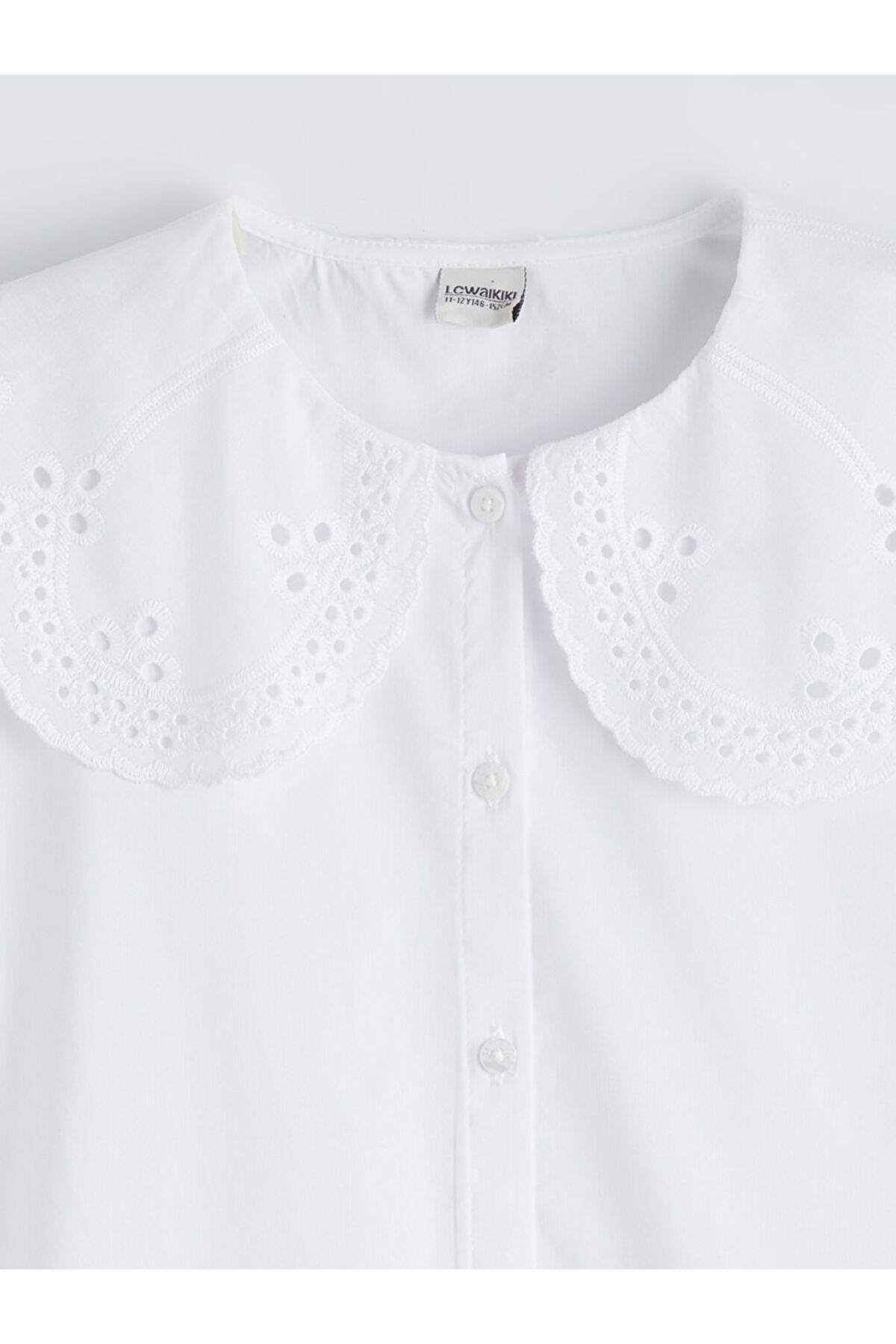 LC Waikiki LCW Kids Beyaz Bebe Yaka Kız Çocuk Poplin Gömlek fotoğrafı 3 (önizleme)