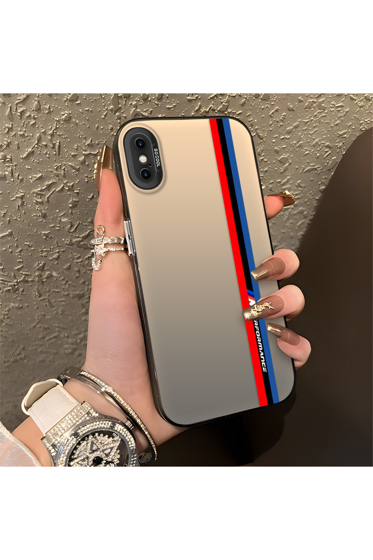 iPhone XS Compatible Silicone Phone Case Edge Hard Rear Anti Fall BMW Pattern