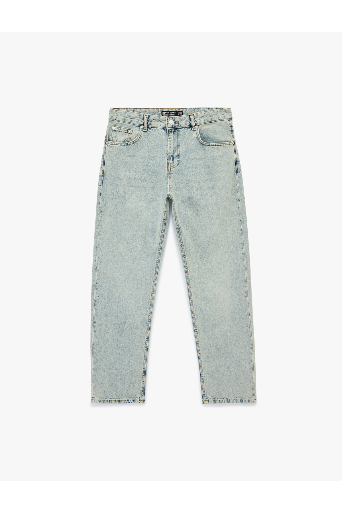 Koton Normal Bel Pamuklu Vintage Straight Jean Pantolon görsel 2