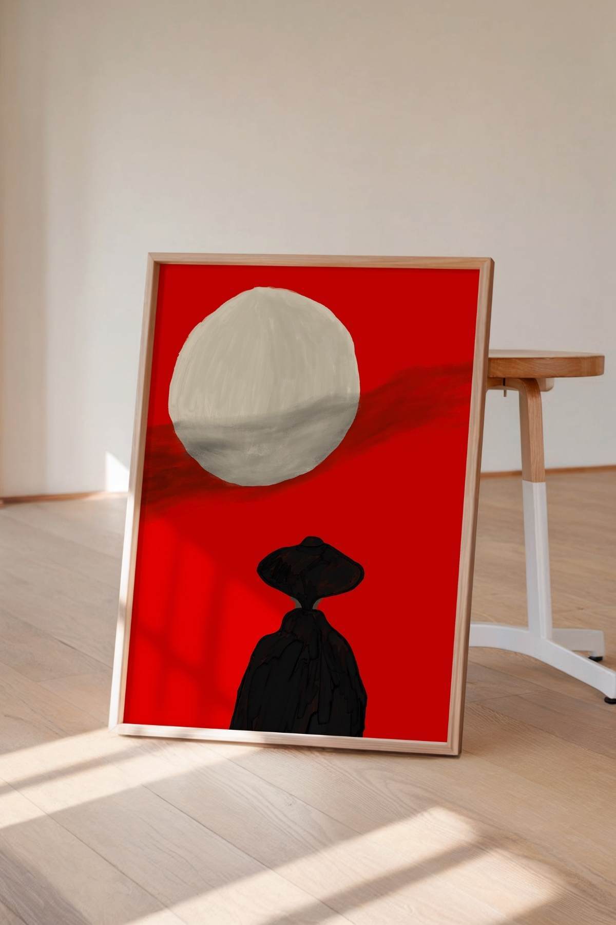 Kırmızı Soyut Figür Tablosu Japon Sanatı Duvar Tablosu Dekoratif Poster – Çerçevesiz