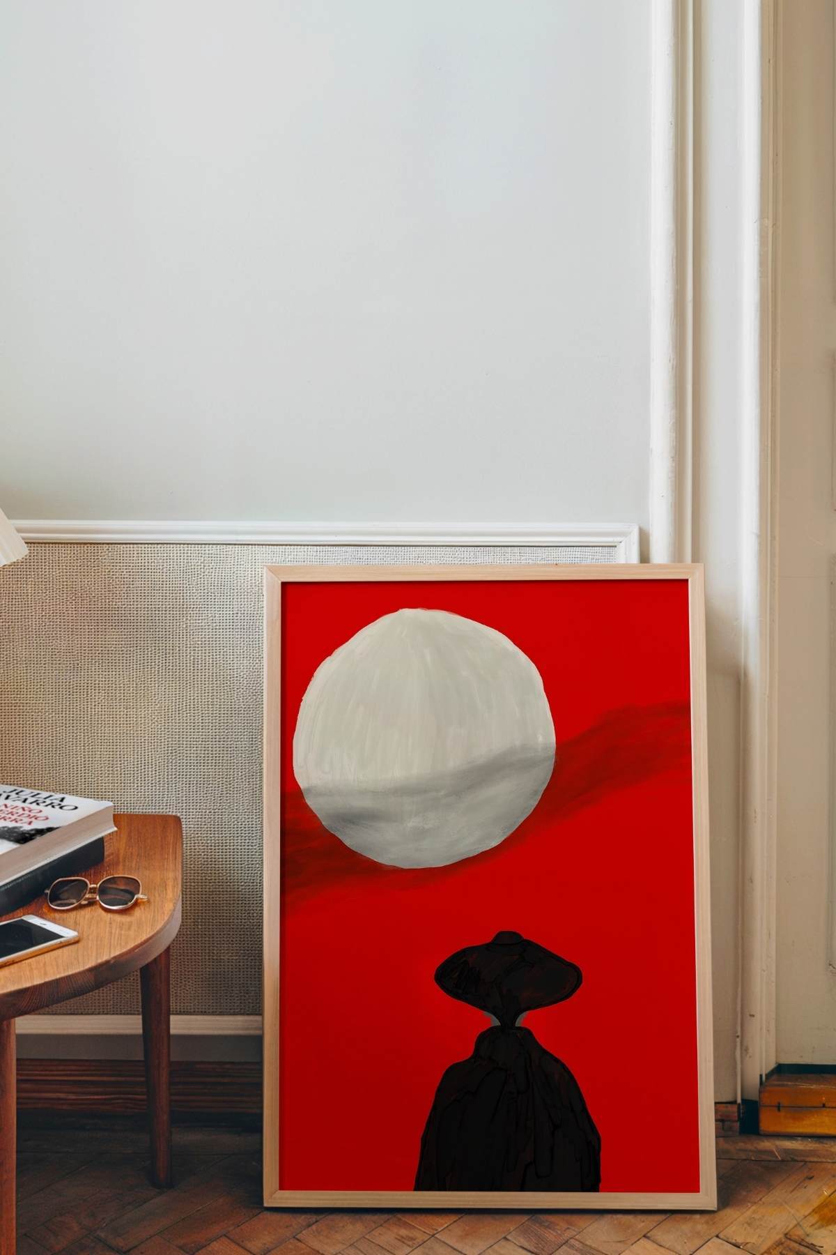 Kırmızı Soyut Figür Tablosu Japon Sanatı Duvar Tablosu Dekoratif Poster – Çerçevesiz