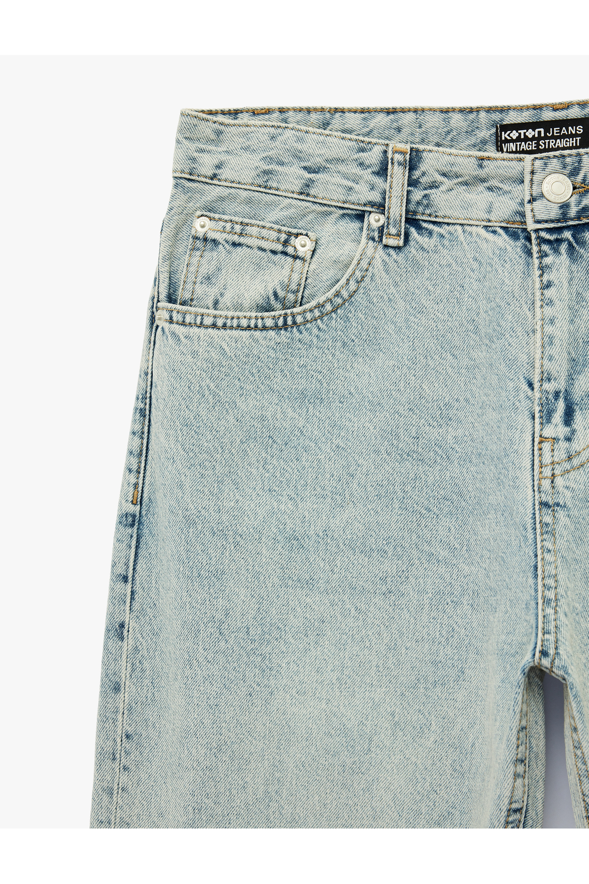 Koton Normal Bel Pamuklu Vintage Straight Jean Pantolon görsel 4