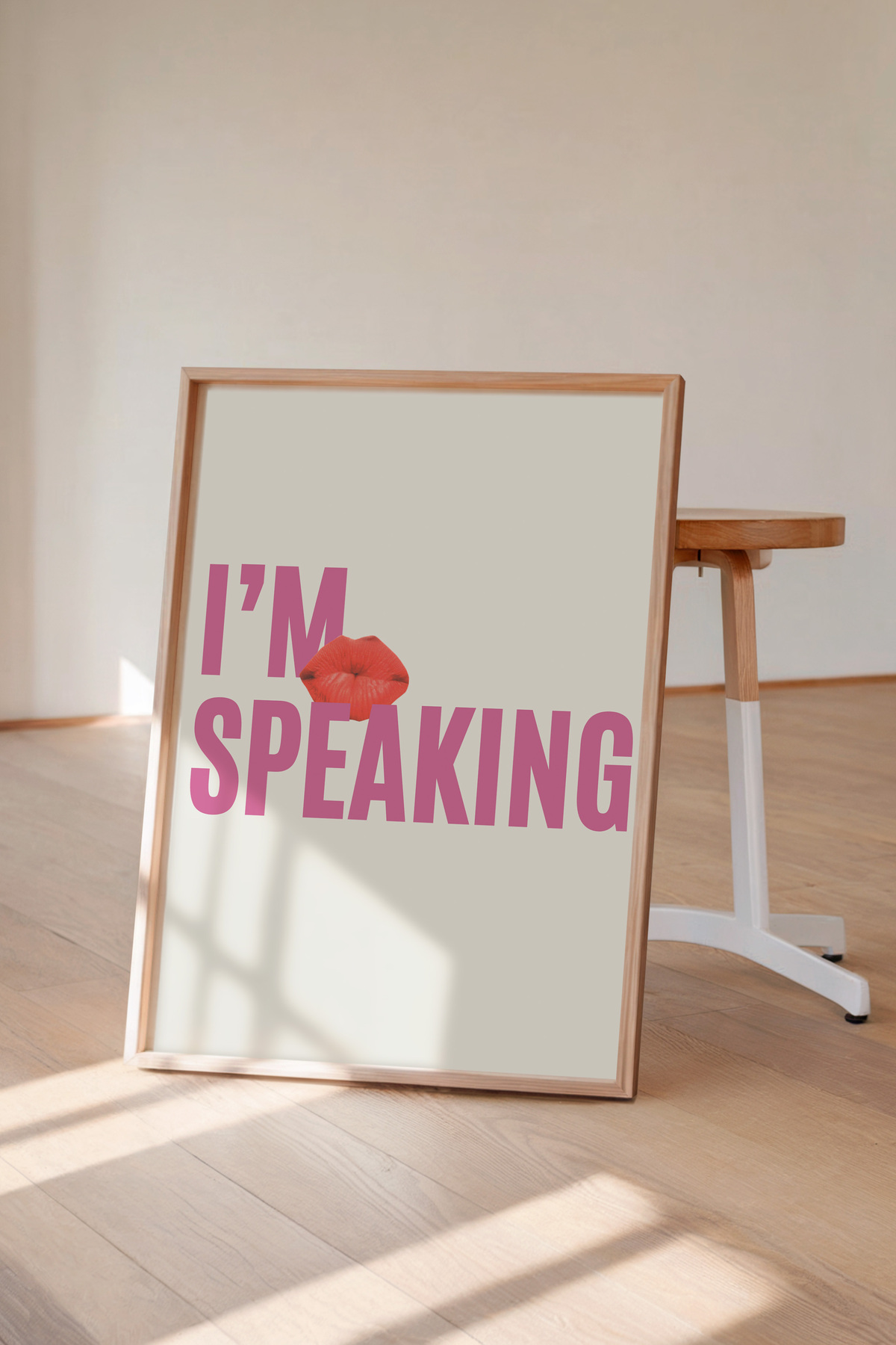 Feminist Poster I’m Speaking Yazılı Pembe Modern Duvar Dekoru Çerçevesiz