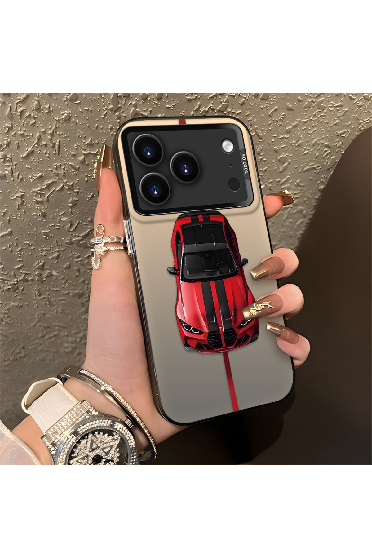iPhone 17 Pro Max Compatible Case BMW Patterned Silicone Edge Hard Rear Anti Fall