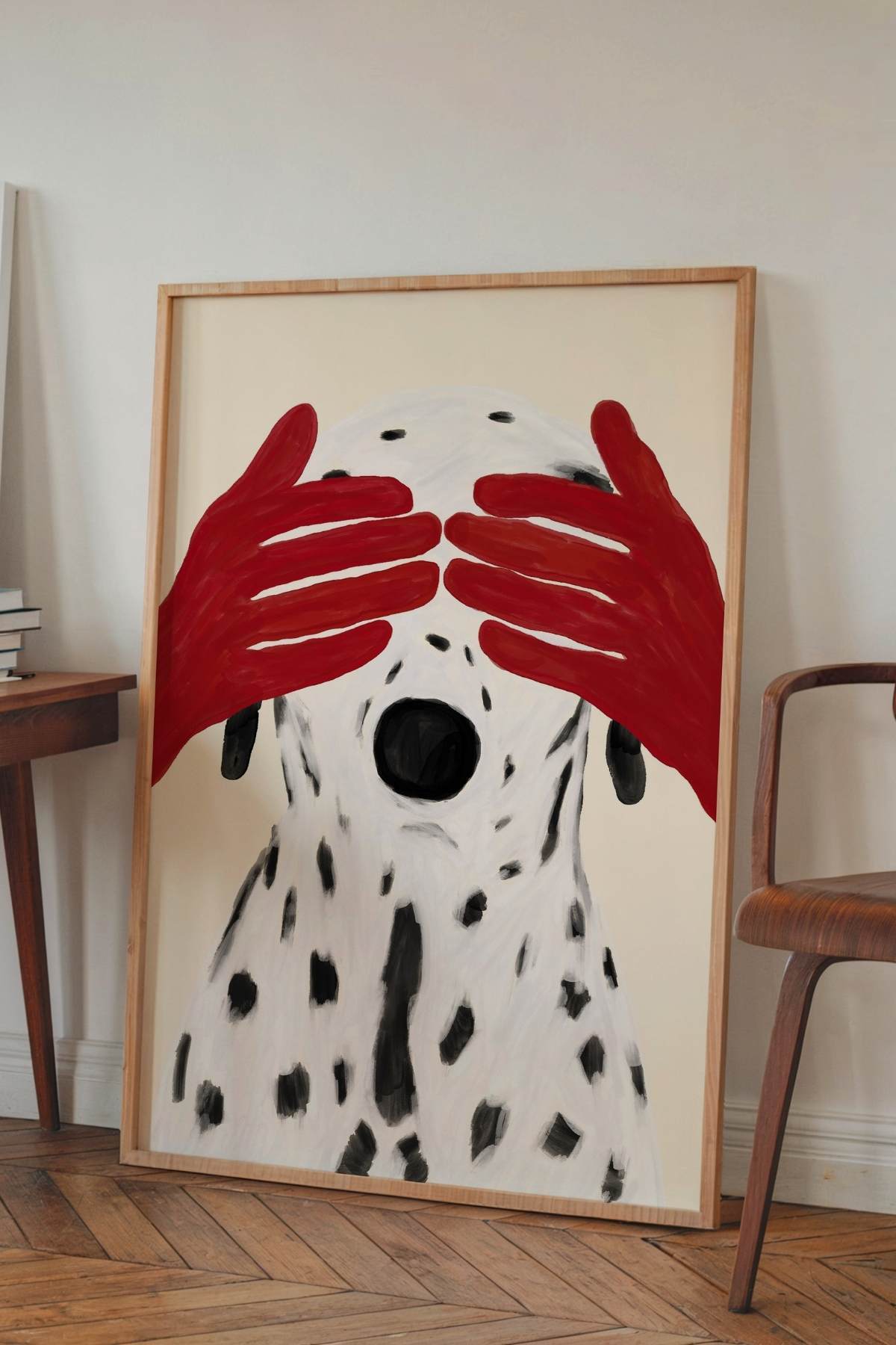 Dalmaçyalı Köpek Tablosu Kırmızı Modern Duvar Tablosu Dekoratif Poster – Çerçevesiz