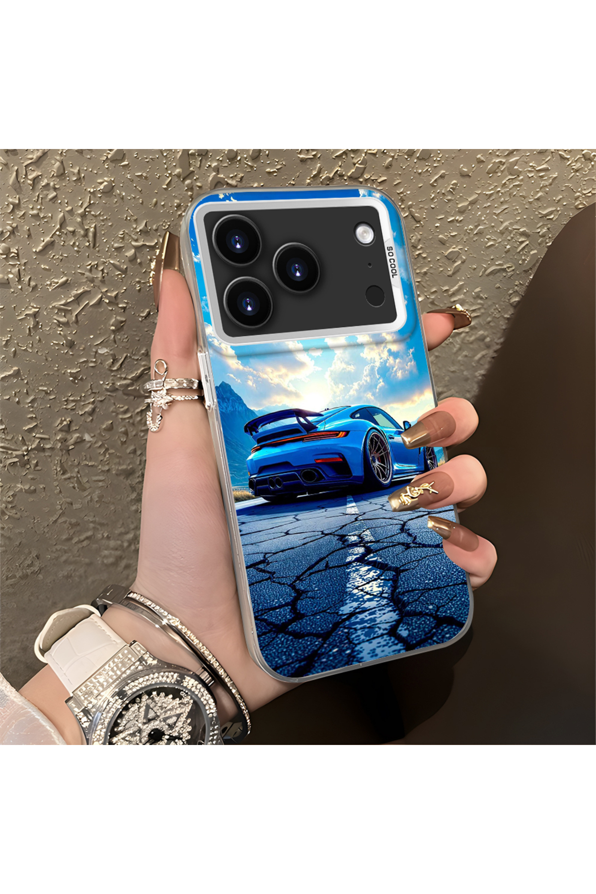 iPhone 17 Pro Max Compatible Sports Car Silicone Edge Hard Rear Anti Fall Phone Case