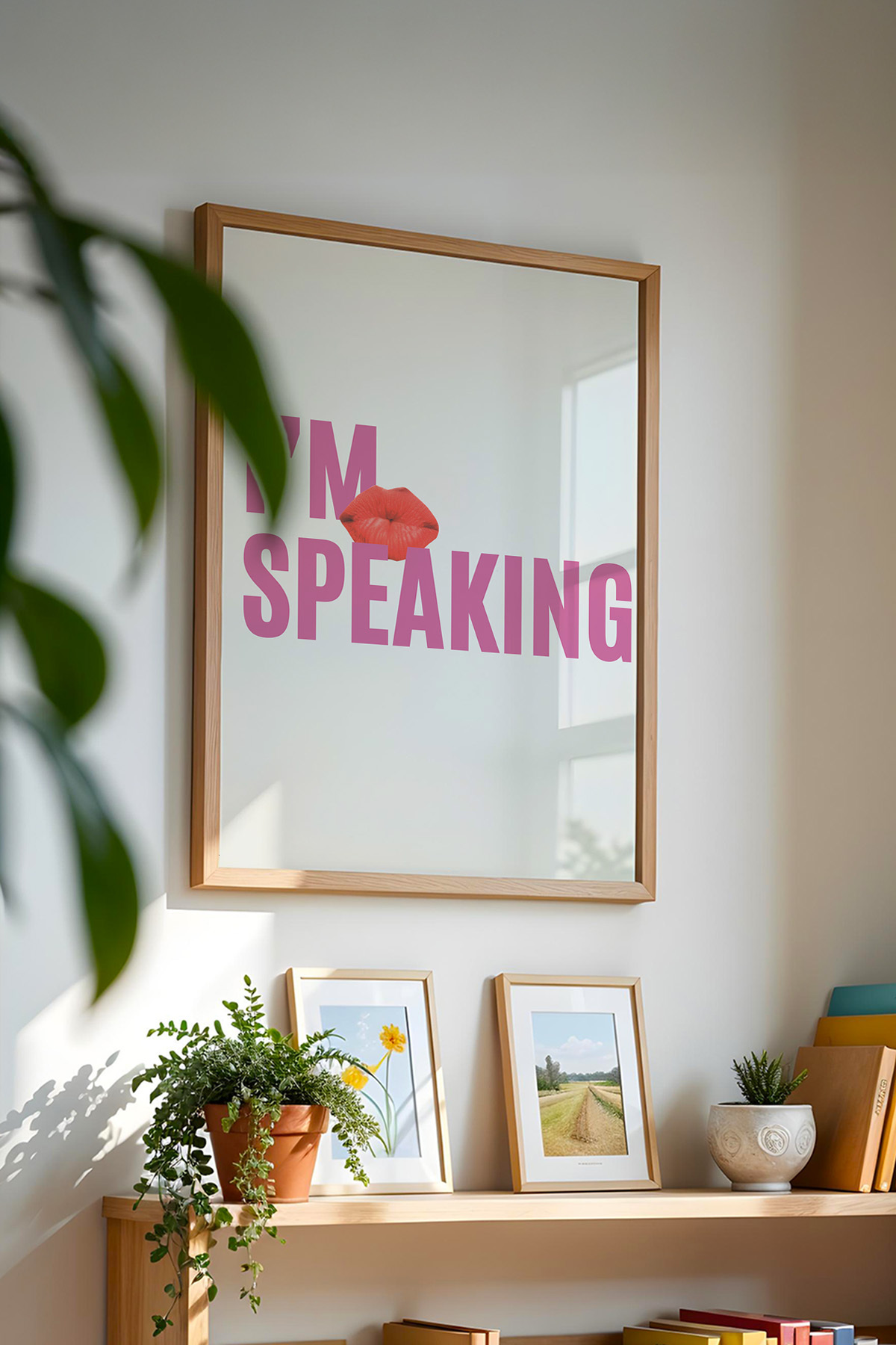 Feminist Poster I’m Speaking Yazılı Pembe Modern Duvar Dekoru Çerçevesiz