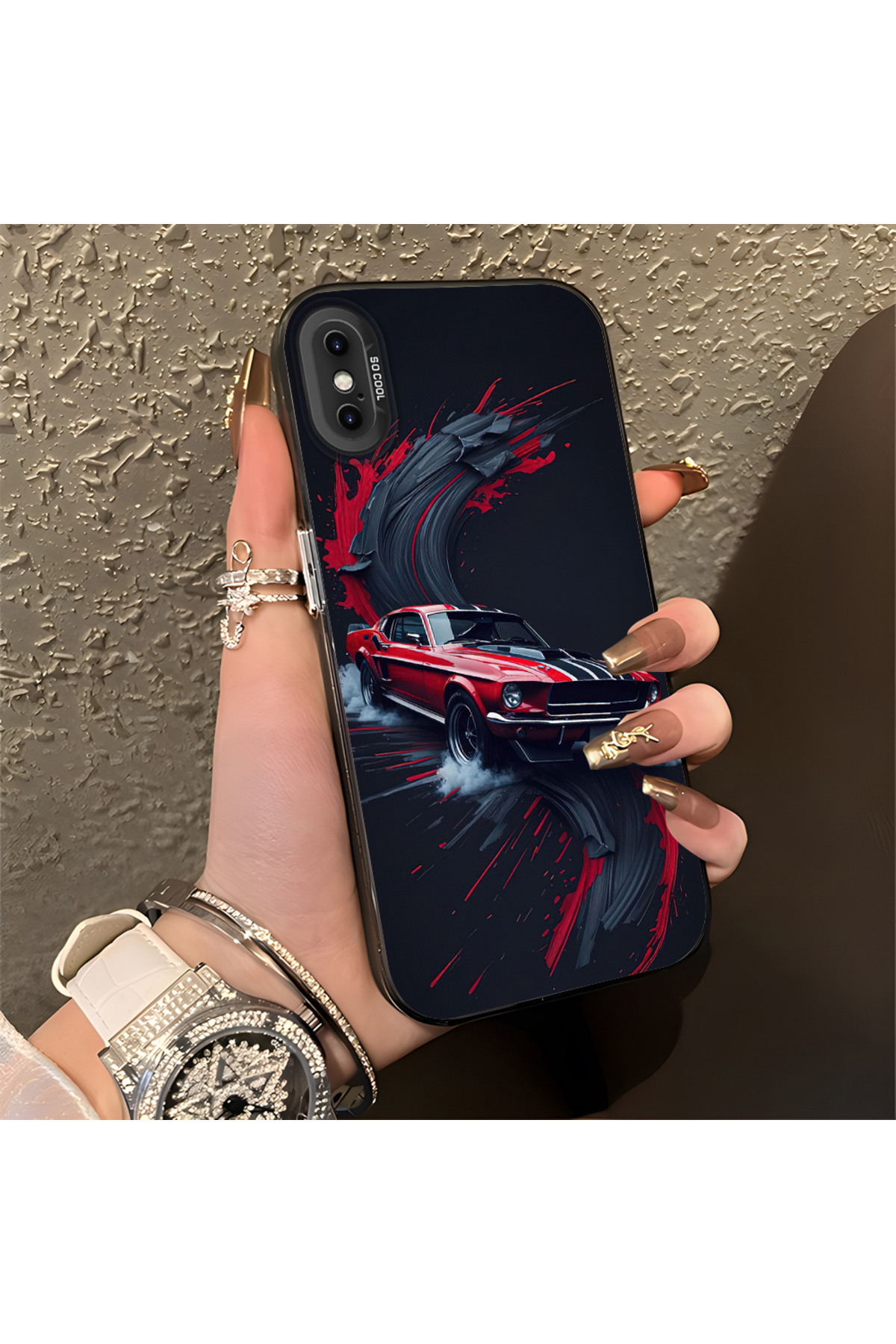 iPhone XS Compatible Classic Car Silicone Edge Hard Rear Anti Fall Phone Case