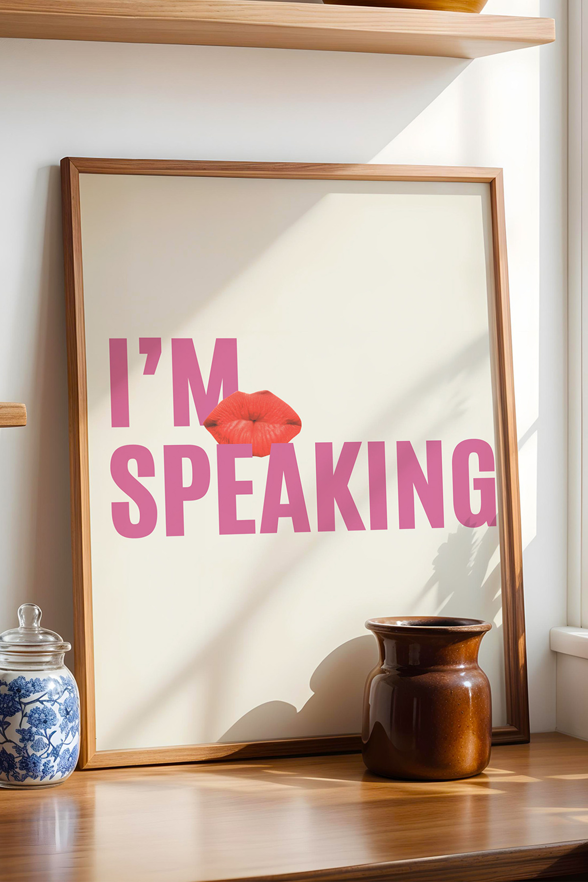 Feminist Poster I’m Speaking Yazılı Pembe Modern Duvar Dekoru Çerçevesiz
