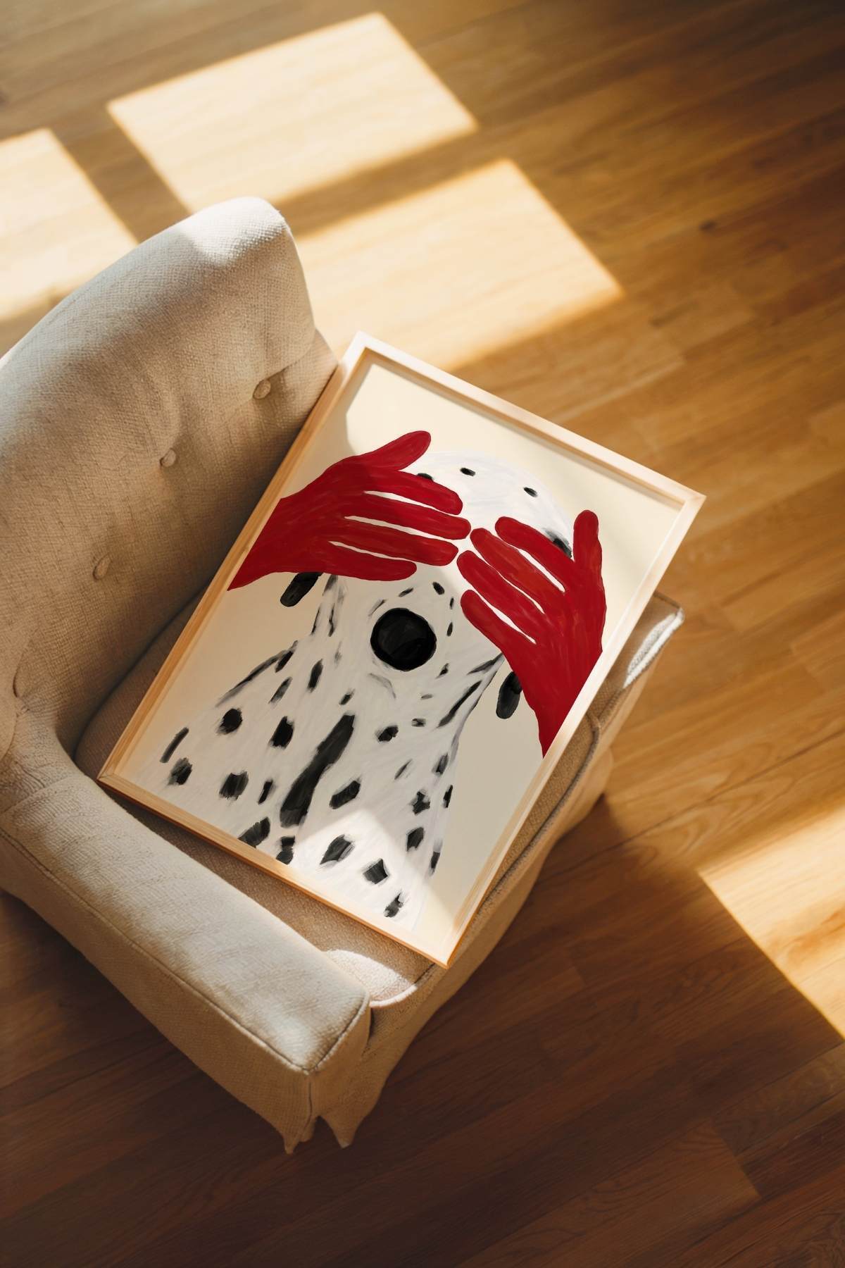 Dalmaçyalı Köpek Tablosu Kırmızı Modern Duvar Tablosu Dekoratif Poster – Çerçevesiz