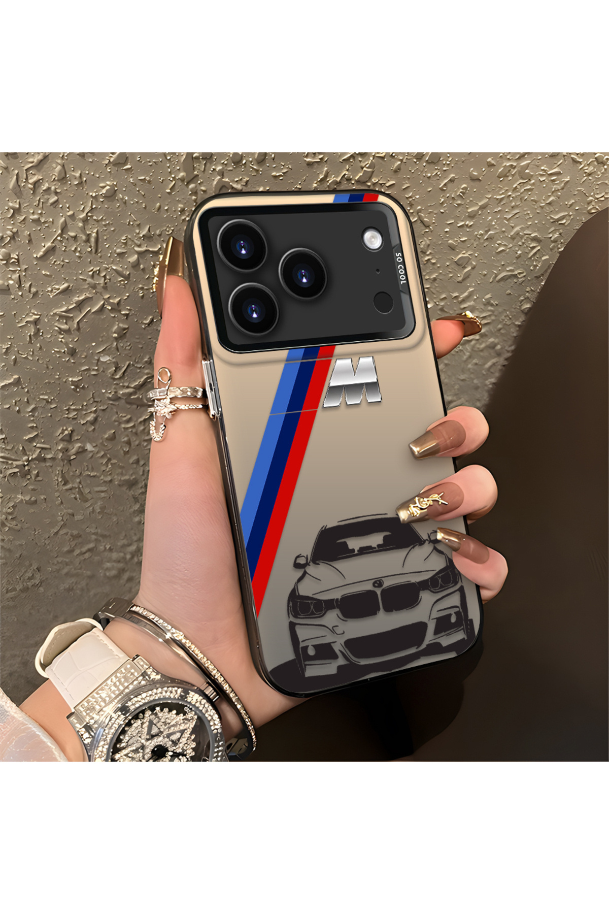 iPhone 17 Pro Max Compatible Silicone Edge Hard Rear Anti Fall BMW Pattern Phone Case