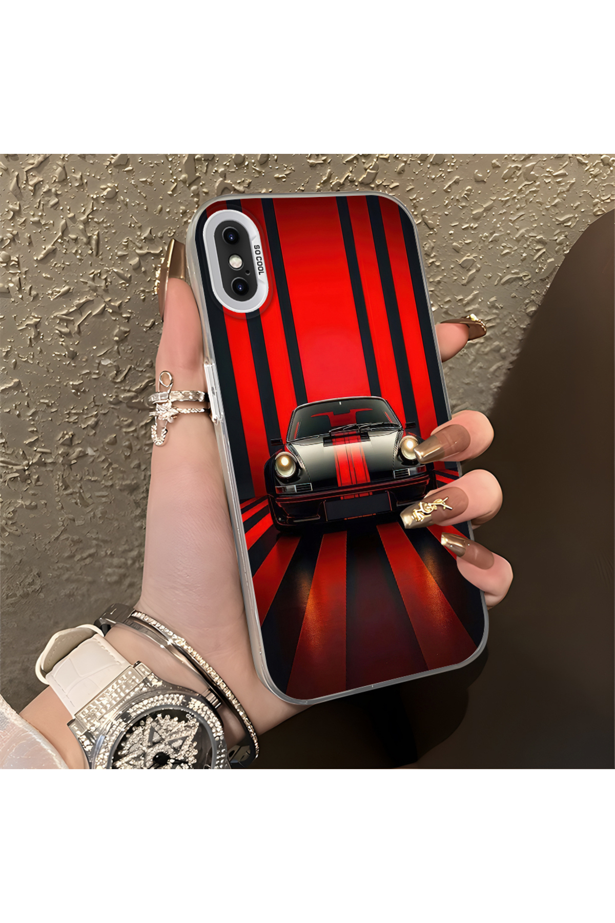 iPhone XS Compatible Classic Car Silicone Edge Hard Rear Anti Fall Phone Case