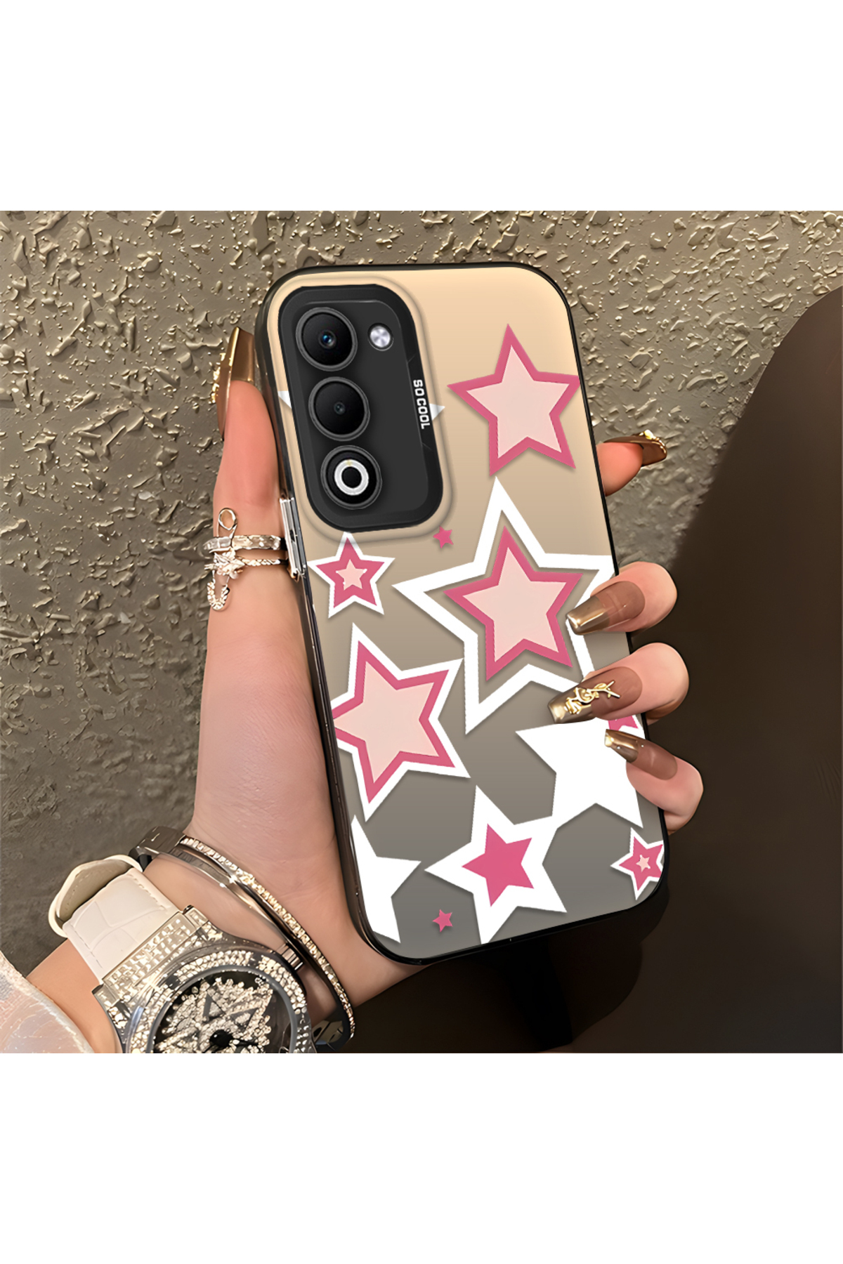 OPPO A5 5G Compatible Colored stars Silicone Edge Hard Rear Anti Fall Phone Case