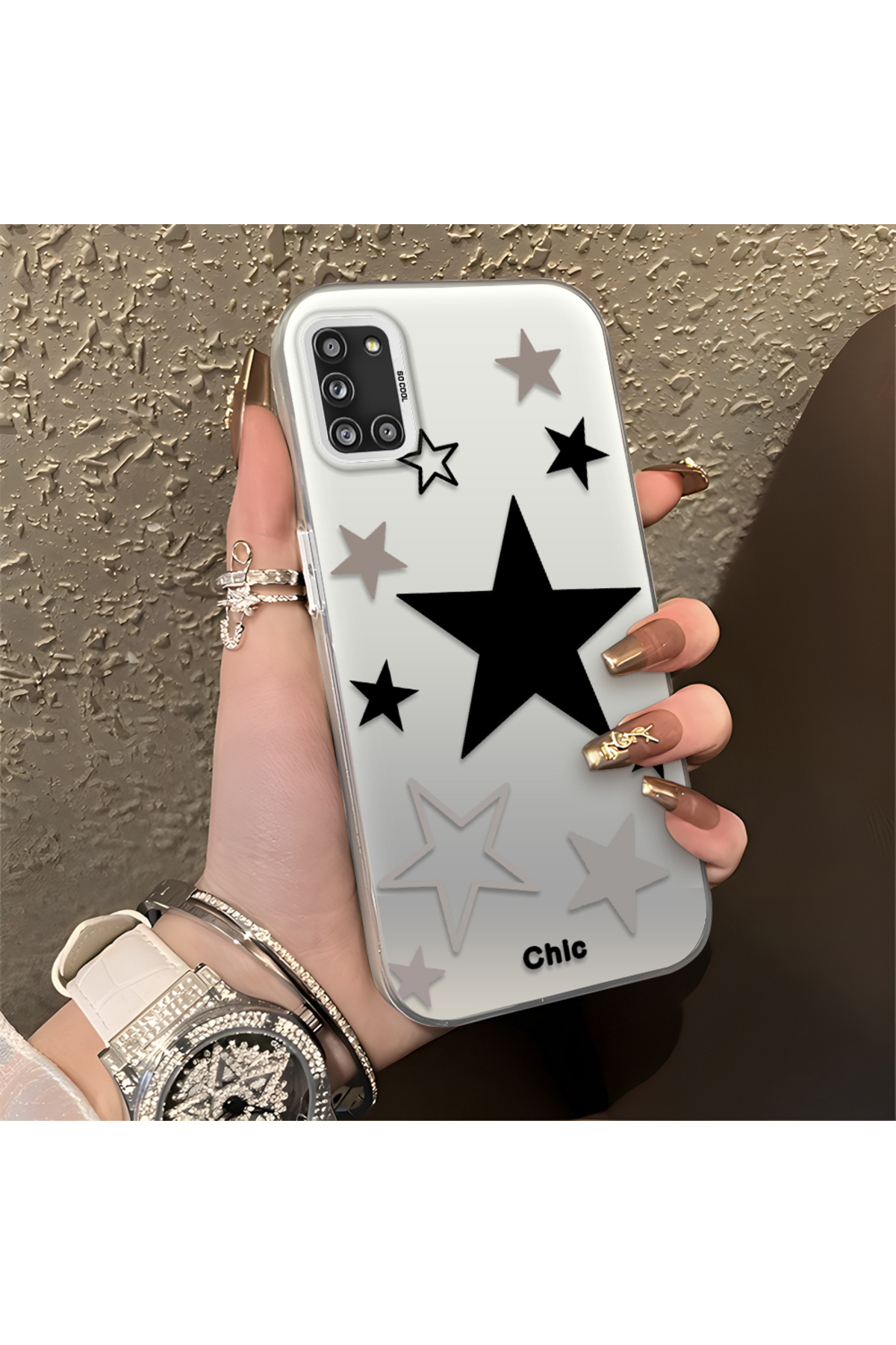 Samsung Galaxy A31 Compatible stars Patterned Silicone Phone Case Edge Hard Back Anti Fall