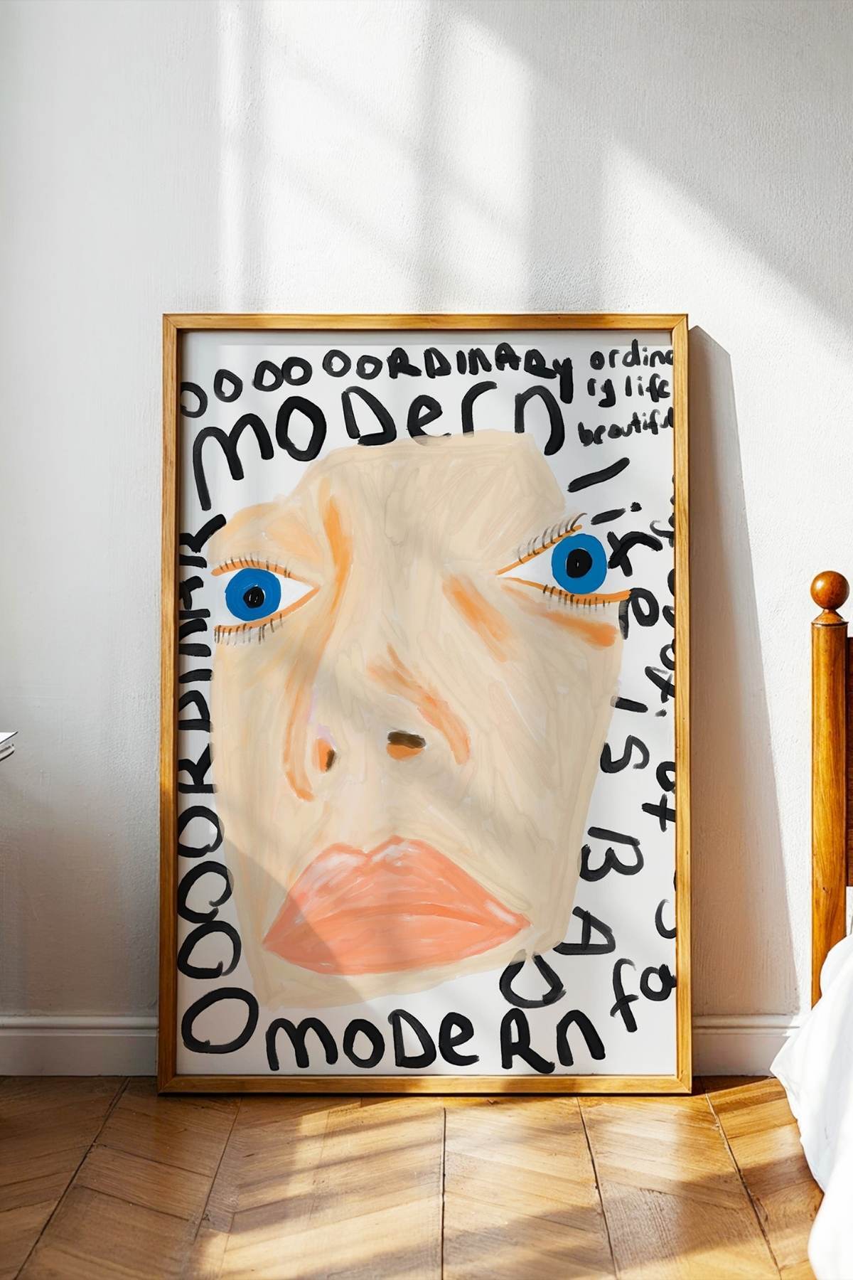 Soyut Yüz Portre Tablo Poster Modern Duvar Dekoru Çerçevesiz