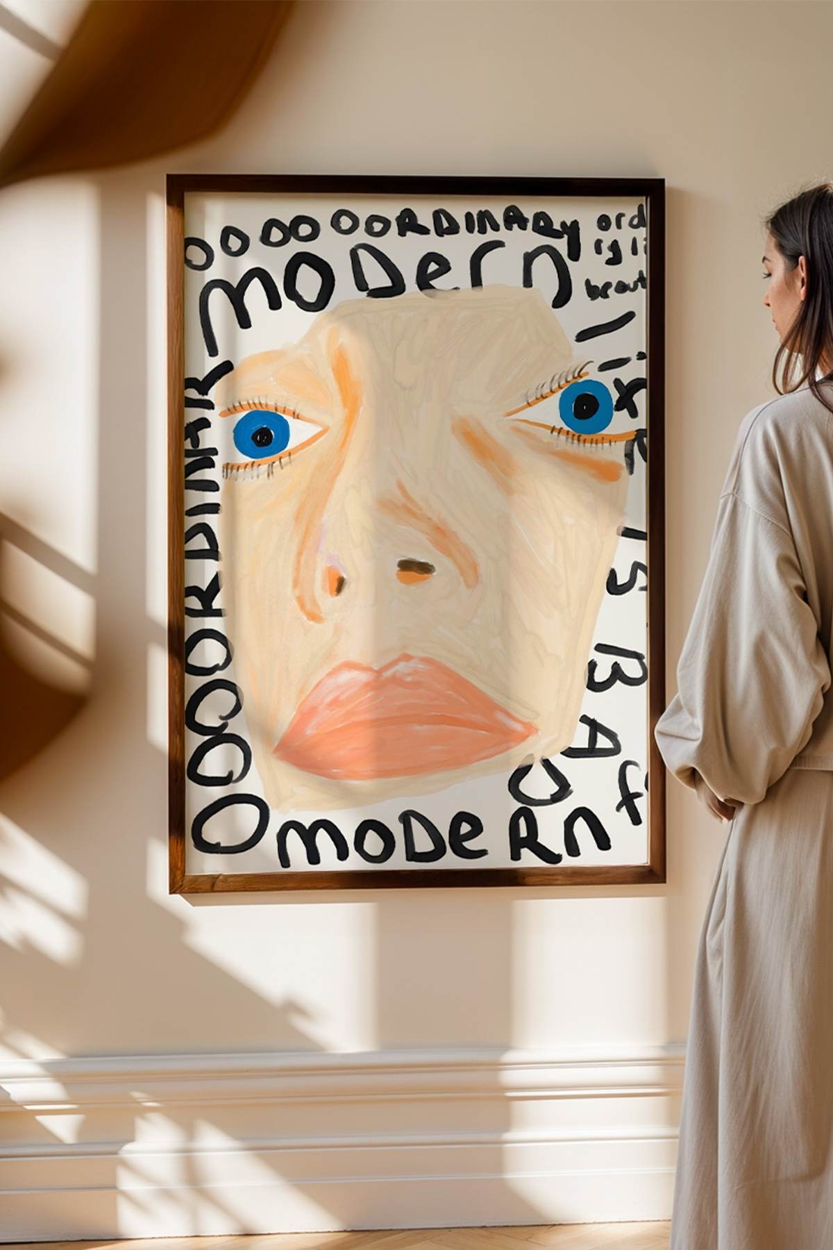 Soyut Yüz Portre Tablo Poster Modern Duvar Dekoru Çerçevesiz