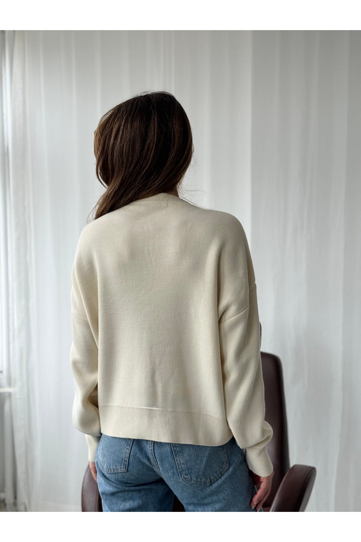 Retrobird  Nakış İşlemeli Romantik Hırka Kadın Krem Lila - Görsel 6