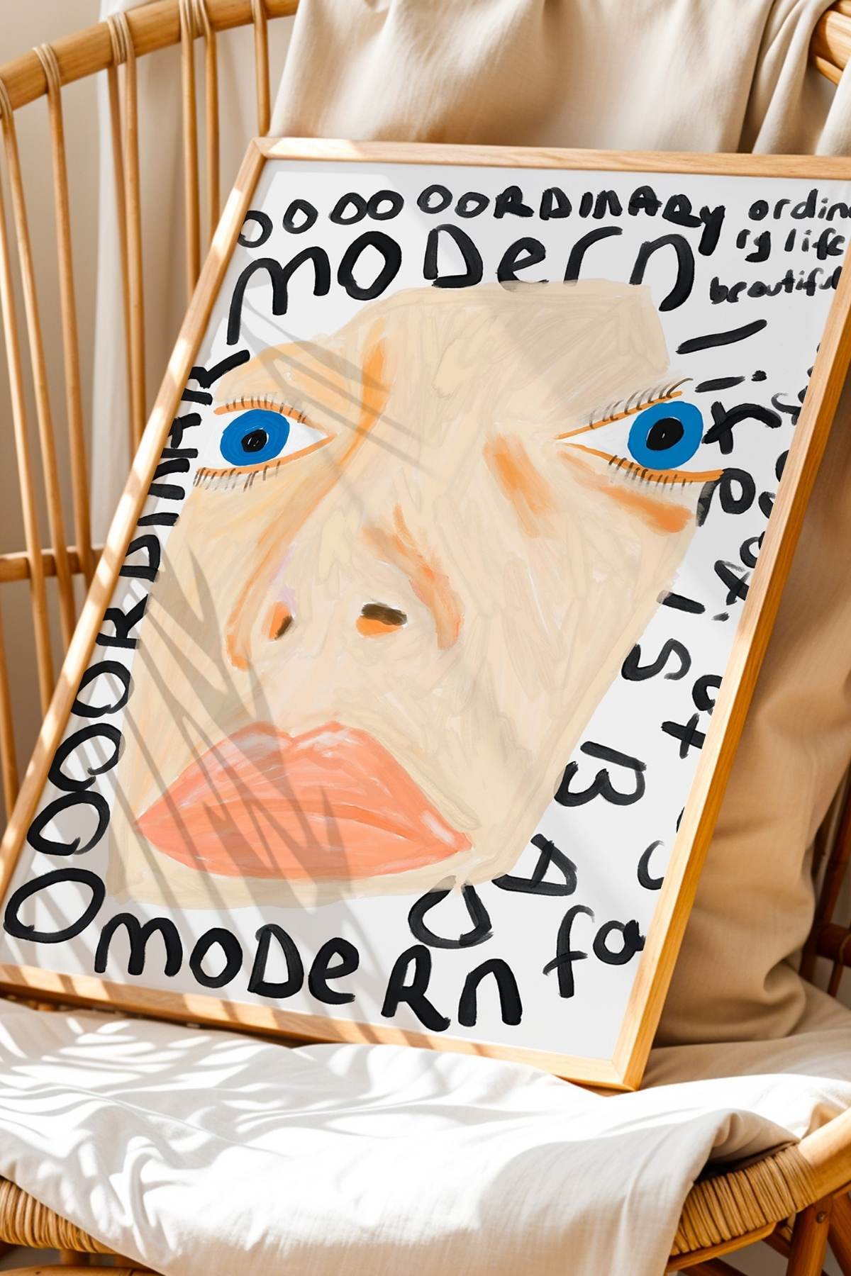 Soyut Yüz Portre Tablo Poster Modern Duvar Dekoru Çerçevesiz