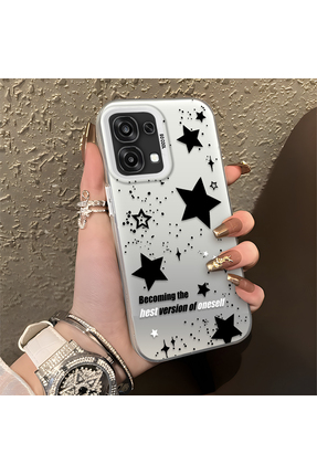 Hontinga OPPO A6 Pro 5G Uyumlu Yıldızlar Desenli Silikon Kenar Sert Arka Anti...
