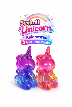 Brumoon Unicorn Kalemtraş 2'li Set - Pembe Mor