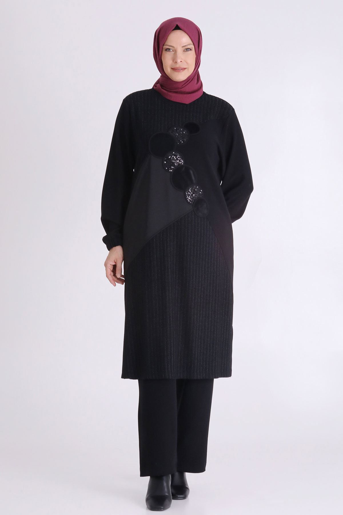 Behrem Büyük beden tesettür pantolonlu takım - XL