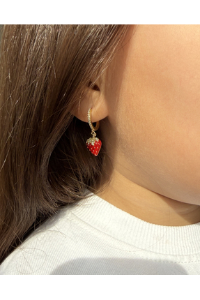 ZERA STEEL JEWELRY Paslanmaz Çelik Kadın ve Çocuk Çilek Küpe