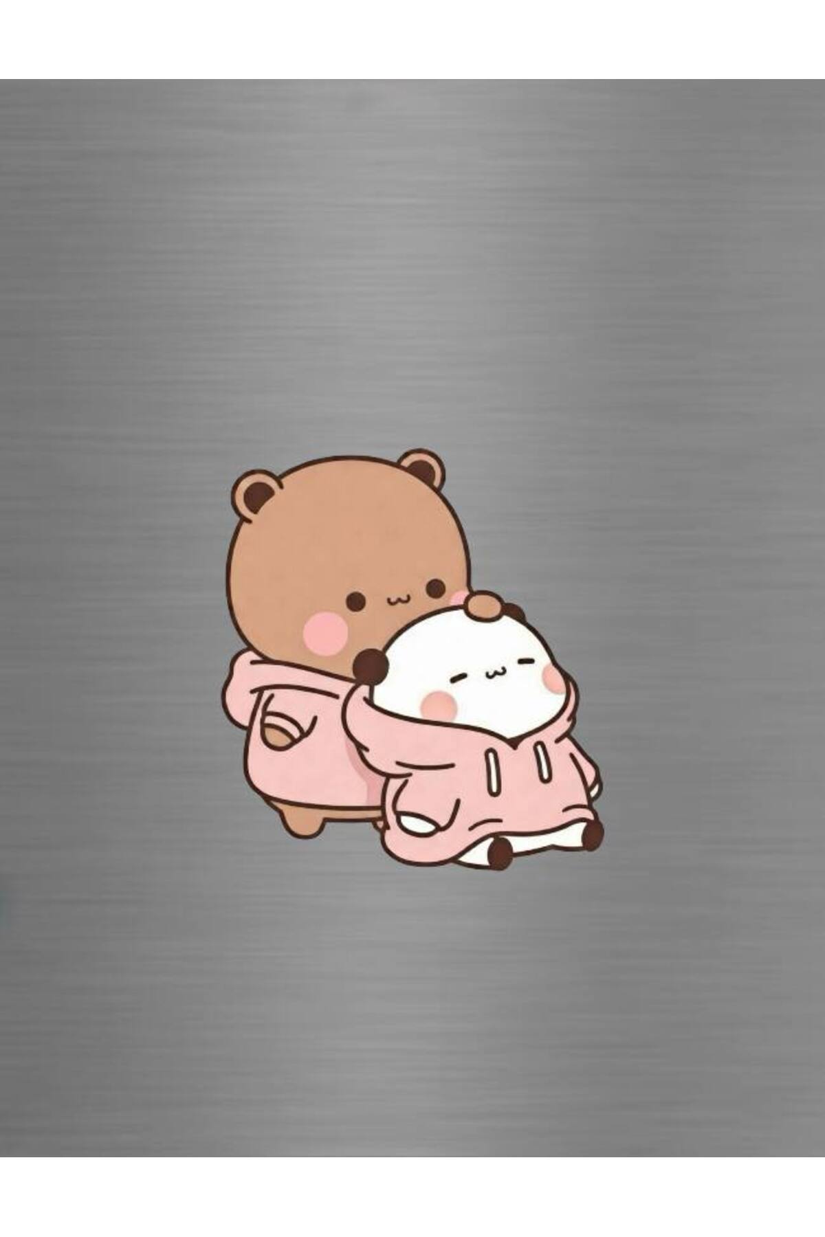Romantic Couple Bears Hugging From the Back Valentine's Day Gift Fridge Magnets Dudu and Bubu